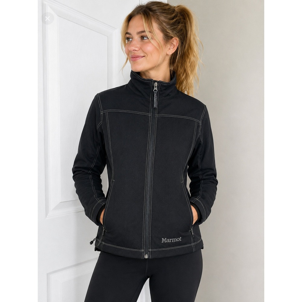 Marmot Softshell Womens Jacket XS Black Full Zip Hiking‎ Bikercore Gorpcore Coat